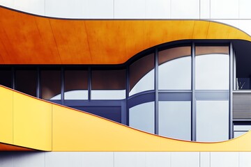 Obraz premium Modern Architecture Detail with Striking Orange Accents