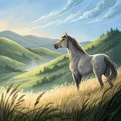horse in nature generate image