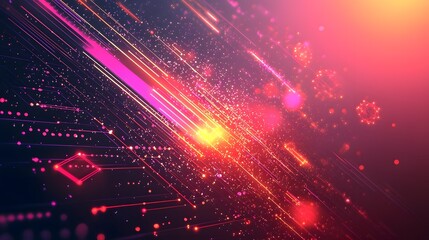 Fototapeta premium Radiant Geometric Pathways of Dynamic Light and Particles on Gradient Background