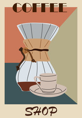A coffee shop sign featuring a coffee pot, cup, and saucer. The coffee shop is a cozy and inviting place to enjoy a warm cup of coffee and a pastry. The sign is designed to evoke a sense of comfort