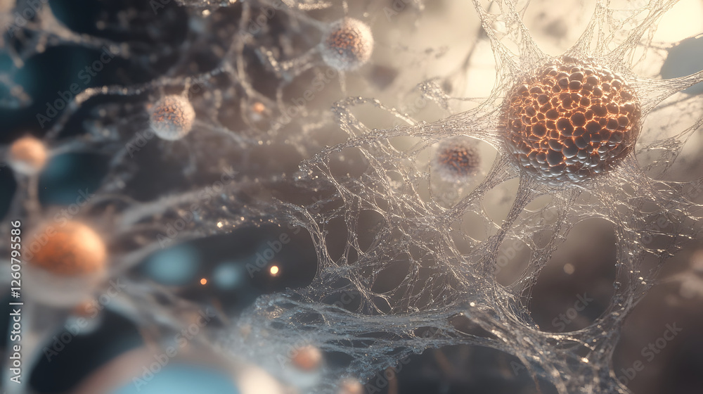 Aufkleber Captivating microscopic fractal patterns depicting the beauty and complexity of abstract digital art with surreal futuristic