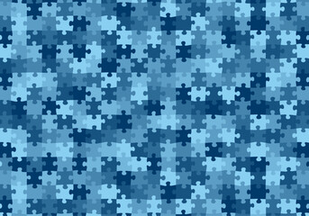 Seamless Blue Puzzle Pieces Repeating Pattern Swatch Jigsaw Vector Background Monochromatic Camo