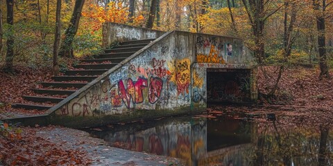 Fototapeta premium Concrete Bridge with Graffiti