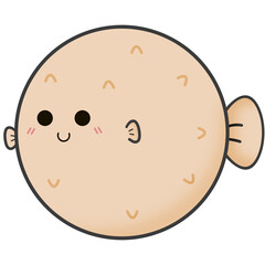 cartoon illustration puffer fish.