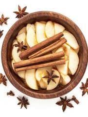 Fototapeta premium Wooden Bowl with Apples and Star Anise