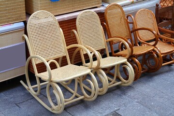 Wicker chairs local craft in Valencia, Spain