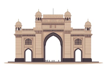 Detailed illustration of the Gateway of India in Mumbai, India