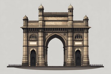 Naklejka premium Detailed Illustration of the Gateway of India