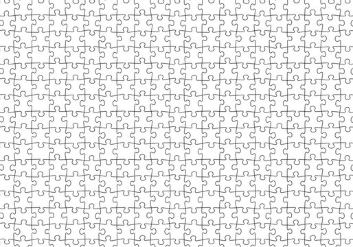 Seamless Blank Puzzle Pieces Repeating Pattern Swatch Jigsaw Vector Strokes Background Overlay Black and White