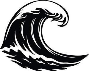 Wave stylish silhouette vector art, Wave line art vector illustration, Wave isolated vector icon design