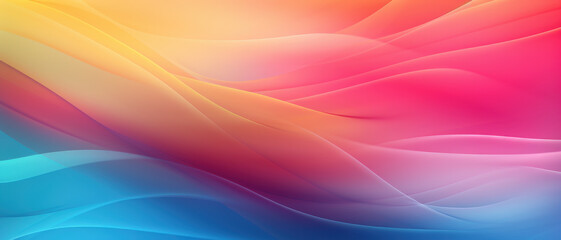 Fototapeta premium Vibrant gradient waves in blue, pink, and yellow with a soft glow in high-resolution digital wallpaper