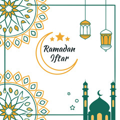 Ramadan Iftar party , Iftar party Invitation, Iftar invitation template in paper style, Ramadan Iftar party design banner, Ramadan Iftar party design flyer