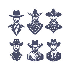 Cowboy Silhouettes Set Clip art Vector Illustration