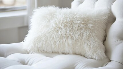 A close-up of a fluffy white pillow resting on an elegant white duvet, showcasing softness and comfort.