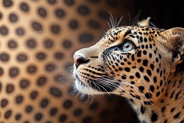 Obraz premium Close-up of leopard staring intently with spotty background