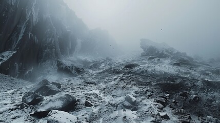realistic photography with high detail and high resolution, sweeping the snowy mountains of Everest in the blocks
