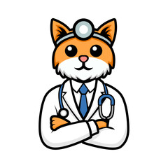 friendly orange cat doctor head perfect for vet clinic mascot vector illustration logo design