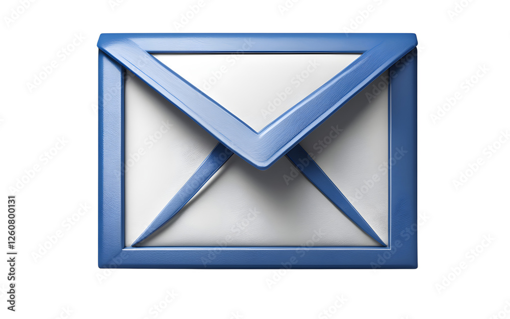 Poster a classic email icon in blue and white, isolated on a empty plain background