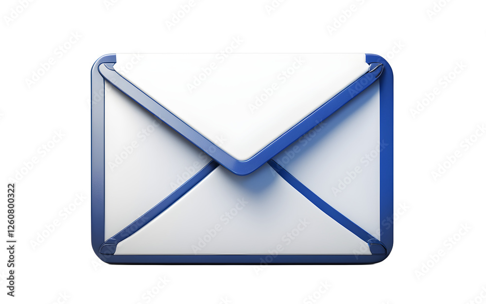 Poster a classic email icon in blue and white, isolated on a empty plain background