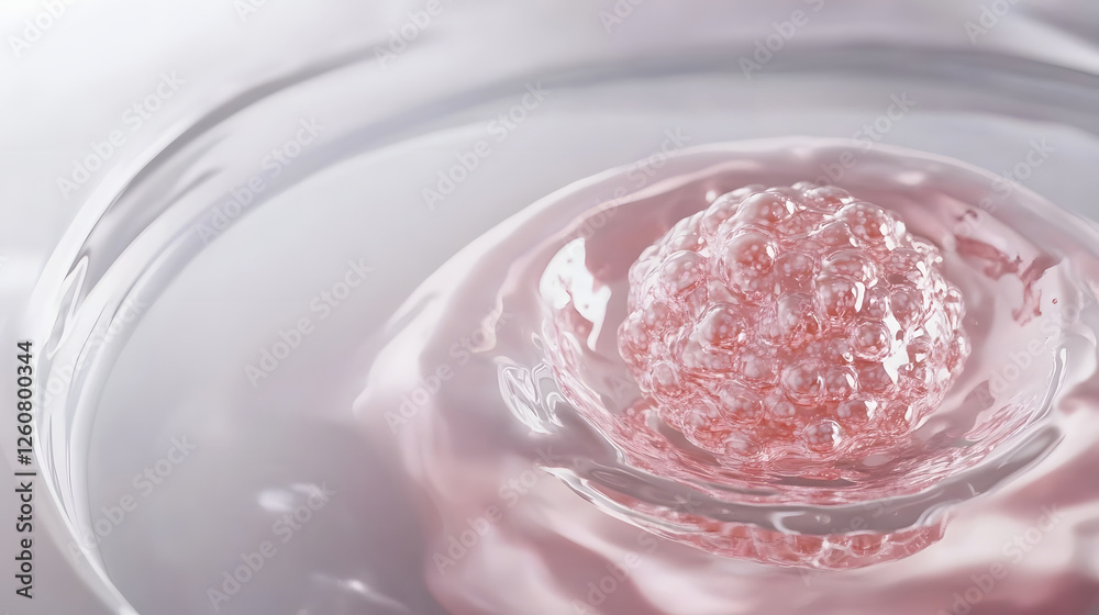 Fototapete captivating translucent crystal like sphere floating in fluid pink background with elegant minimalis