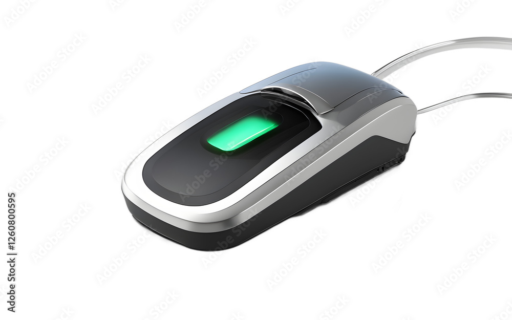 Poster A digital fingerprint scanner with a glowing effect, isolated on a empty plain background