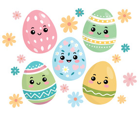 Easter egg set flat illustration