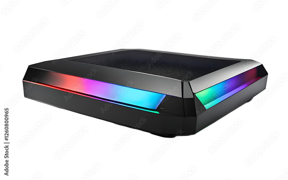 Aufkleber a sleek gaming router with rgb lighting, isolated on a empty plain background