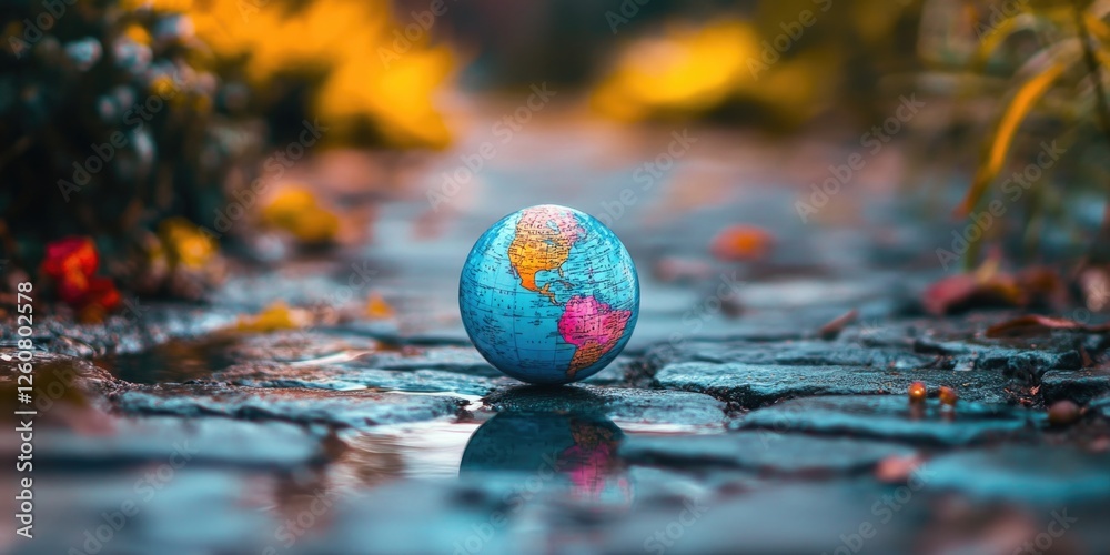 Canvas Prints Globe on Wet Road