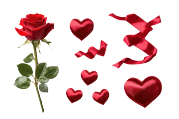 Valentines Day design elements isolated on transparent or white background, png