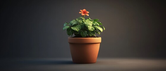Professional Icon of a Realistic 3D Flowerpot