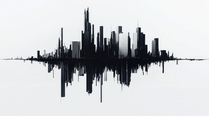 Naklejka premium City Skyline Black And White