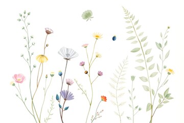 Silhouette of sunset in the garden,  black flowers and grass 