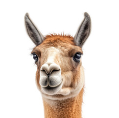 Llama portrait wildlife reserve animal isolated on transparent background, png