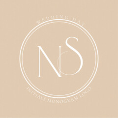 NS Monogram logo, Minimalist Typographic Line Monogram Logo, NS Wedding monogram logo