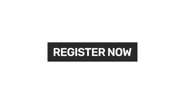 Register Now button animation with Mouse Click, transparent background.