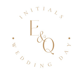 EQ Monogram logo, Minimalist Typographic Line Monogram Logo, EQ Wedding monogram logo
