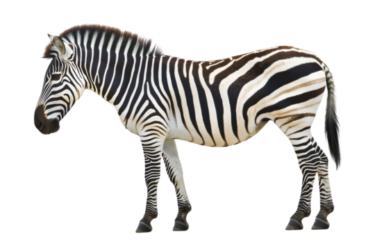 zebra side isolated on transparent or white background, png