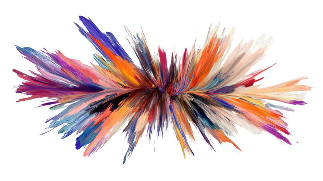 Colorful paint splashing and exploding on transparent background