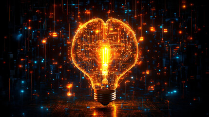 Innovative Lightbulb Brain Technology Graphic Design