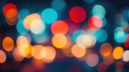 Obraz premium Colorful bokeh lights background. Blurred circle shapes. Multicolored blurry lights bokeh defocused abstract background for events.