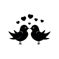 Black Silhouette Valentin's day love bird vector