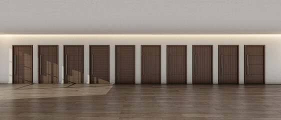 Minimalist style interior and Architectural doors 3d rendering