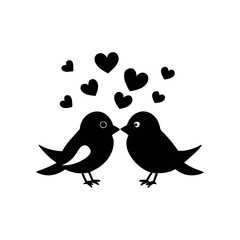 Black Silhouette Valentin's day love bird vector