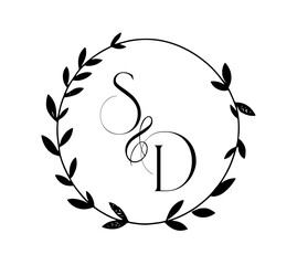 SD Monogram logo, Minimalist Typographic Line Monogram Logo, SD Wedding monogram logo