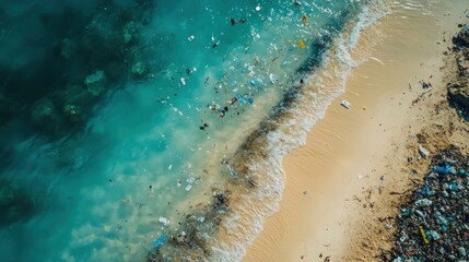 Ocean pollution, A shoreline drowning in plastic waste and debris