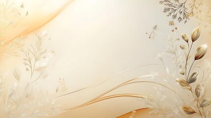 Elegant Gold Floral Design With Soft Waves Background