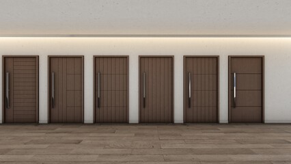 Minimalist style interior and Architectural doors 3d rendering