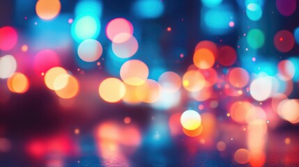 Obraz premium Colorful bokeh lights background. Blurred circle shapes. Multicolored blurry lights bokeh defocused abstract background for events.