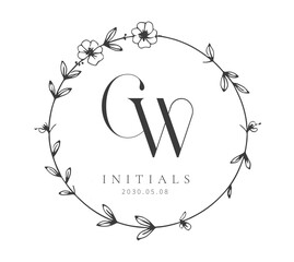 CW Typography Initial Letter Brand Logo, CW brand logo, CW monogram Wedding logo, abstract logo design