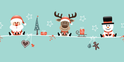 Weihnachtsmann Rentier Und Schneemann Icons Türkis